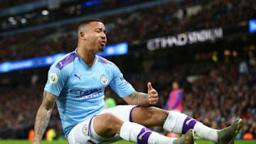 MANCHESTER, ENGLAND - DECEMBER 21: Gabriel Jesus of Manchester City reacts during the Premier League match between Manchester City and Leicester City at Etihad Stadium on December 21, 2019 in Manchester, United Kingdom. (Photo by Clive Brunskill/Getty Images)