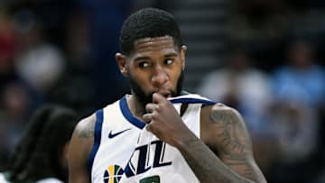SALT LAKE CITY, UT - SEPTEMBER 29: Royce O'Neale #23 of the Utah Jazz walks to the bench in the first half of a preseason game against the the Perth Wildcats at Vivint Smart Home Arena on September 29, 2018 in Salt Lake City, Utah. NOTE TO USER: User expressly acknowledges and agrees that, by downloading and or using this photograph, User is consenting to the terms and conditions of the Getty Images License Agreement. (Photo by Gene Sweeney Jr./Getty Images)