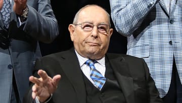 Orlando Magic owner Rich DeVos is inducted into the Magic Hall of Fame prior to a game against the Brooklyn Nets at the Amway Center in Orlando, Fla., on Tuesday, March 29, 2016. (Stephen M. Dowell/Orlando Sentinel/TNS via Getty Images)
