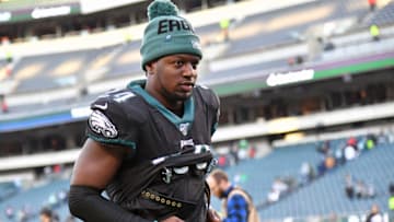 Nov 3, 2019; Philadelphia, PA, USA; Philadelphia Eagles running back Jordan Howard (24) runs off the field after win against the Chicago Bears at Lincoln Financial Field. Mandatory Credit: Eric Hartline-USA TODAY Sports