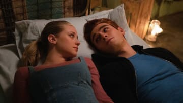 Riverdale -- "Chapter Seventy-Five: Lynchian" -- Image Number: RVD418b_0069b -- Pictured (L - R): Lili Reinhart as Betty Cooper and KJ Apa as Archie Andrews -- Photo: Jack Rowand/The CW -- © 2020 The CW Network, LLC. All Rights Reserved.