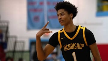 Archbishop Wood junior Jalil Bethea celebrates after scoring at Father Judge High School in Philadelphia on Wednesday, March 1, 2023. Archbishop Wood defeated Olney High School in the District 12 Class 6A third-place game, 88-47.Bb Olneyatwood01