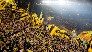 DORTMUND, GERMANY - DECEMBER 16: The fans of Borussia Dortmund in actions prior to the Bundesliga match between Borussia Dortmund and SG 1899 Hoffenheim at the Signal Iduna Park on December 16, 2017 in Dortmund, Germany. (Photo by Alexandre Simoes/Borussia Dortmund/Getty Images)