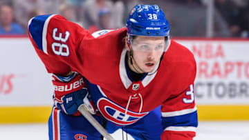 MONTREAL, QC - SEPTEMBER 26: Montreal Canadiens right wing Nikita Scherbak (38) waits for play to begin during the second period of the NHL preseason game between the Toronto Maple Leafs and the Montreal Canadiens on September 26, 2018, at the Bell Centre in Montreal, QC (Photo by Vincent Ethier/Icon Sportswire via Getty Images)