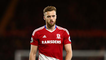 MIDDLESBROUGH, ENGLAND - APRIL 26: Callum Chambers of Middlesbrough during the Premier League match between Middlesbrough and Sunderland at Riverside Stadium on April 26, 2017 in Middlesbrough, England. (Photo by Robbie Jay Barratt - AMA/Getty Images)