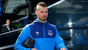 LIVERPOOL, ENGLAND - MAY 05: Morgan Schneiderlin of Everton arrives at the stadium prior to the Premier League match between Everton and Southampton at Goodison Park on May 5, 2018 in Liverpool, England. (Photo by Alex Livesey/Getty Images)