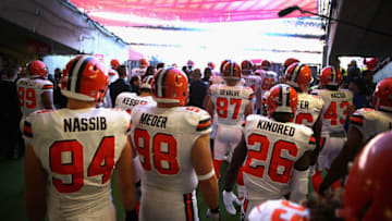 LONDON, ENGLAND - OCTOBER 29: The Cleveland Browns make their way out onto the field prior to the NFL International Series match between Minnesota Vikings and Cleveland Browns at Twickenham Stadium on October 29, 2017 in London, England. (Photo by Alex Pantling/Getty Images)