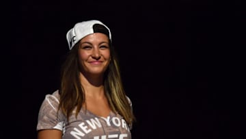 NEW YORK, NY - NOVEMBER 11: Miesha Tate walks onto the stage during the UFC 205 weigh-in inside Madison Square Garden on November 11, 2016 in New York City. (Photo by Brandon Magnus/Zuffa LLC/Zuffa LLC via Getty Images)