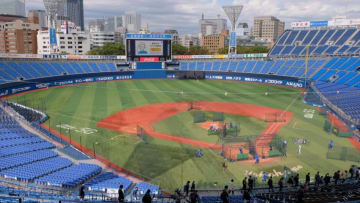 General view of the Yokohama Stadium, which will host baseball and softball games during the Tokyo Olympics, on October 30, 2020 in Yokohama, Kanagawa prefecture. (Photo by Kazuhiro NOGI / AFP) (Photo by KAZUHIRO NOGI/AFP via Getty Images)