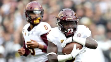 BOULDER, CO - OCTOBER 06: Eno Benjamin #3 of the Arizona State Sun Devils carries the ball in the first quarter against the Colorado Buffaloes at Folsom Field on October 6, 2018 in Boulder, Colorado. (Photo by Matthew Stockman/Getty Images)