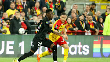 Folarin Balogun (left) has starred for Reims while out on loan from Arsenal. (Photo by Jean Catuffe/Getty Images)
