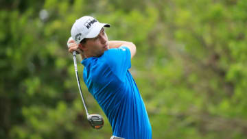 PLAYA DEL CARMEN, MEXICO - DECEMBER 06: Maverick McNealy of the United States plays his shot from the second tee during the final round of the Mayakoba Golf Classic at El Camaleón Golf Club on December 06, 2020 in Playa del Carmen, Mexico. (Photo by Cliff Hawkins/Getty Images)
