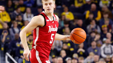 Nebraska Cornhuskers guard Sam Griesel (5) dribbles in the second half (Rick Osentoski-USA TODAY Sports)