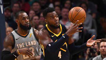 DENVER, CO - MARCH 7: Denver Nuggets forward Paul Millsap (4) loses control of the ball as Cleveland Cavaliers forward LeBron James (23) looks on in the third quarter on March 7, 2018 at Pepsi Center. (Photo by John Leyba/The Denver Post via Getty Images)