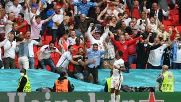 England's forward Raheem Sterling (Photo by JUSTIN TALLIS / POOL / AFP) (Photo by JUSTIN TALLIS/POOL/AFP via Getty Images)