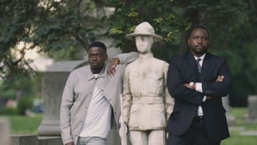 Daniel Kaluuya and Brian Tyree Henry in Twentieth Century Fox’s WIDOWS. Photo Credit: Courtesy Twentieth Century Fox.