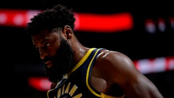 SAN ANTONIO, TX - OCTOBER 24: Tyreke Evans #12 of the Indiana Pacers looks on against the San Antonio Spurs on October 24, 2018 at the AT&T Center in San Antonio, Texas. (Photos by Mark Sobhani/NBAE via Getty Images)