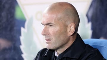 BUTARQUE STADIUM, LEGANES, MADRID, SPAIN - 2019/04/15: Real Madrid's coach Zinedine Zidane during La Liga match between CD Leganes and Real Madrid at Butarque Stadium in Leganes, Spain. Final score: CD Leganes 1 - Real Madrid 1. (Photo by Legan P. Mace/SOPA Images/LightRocket via Getty Images)