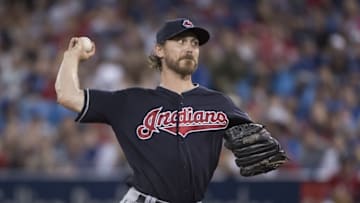 Jul 1, 2016; Toronto, Ontario, CAN; Cleveland Indians starting pitcher Josh Tomlin (43) throws a pitch during the first inning in a game against the Toronto Blue Jays Rogers Centre. Mandatory Credit: Nick Turchiaro-USA TODAY Sports