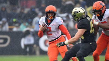 WEST LAFAYETTE, INDIANA - OCTOBER 26: Reggie Corbin #2 of the Illinois Fighting Illini runs with the football in the first half against the Purdue Boilermakers at Ross-Ade Stadium on October 26, 2019 in West Lafayette, Indiana. (Photo by Quinn Harris/Getty Images)