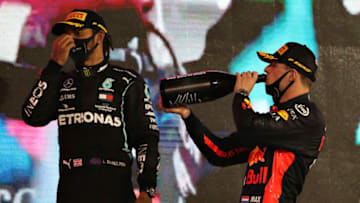 Lewis Hamilton, Mercedes, and Max Verstappen, Red Bull, Formula 1 (Photo by Kamran Jebreili - Pool/Getty Images)