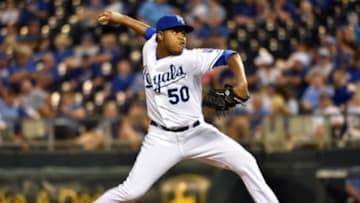 Kansas City Royals pitcher Miguel Almonte (50) -Mandatory Credit: Peter G. Aiken-USA TODAY Sports