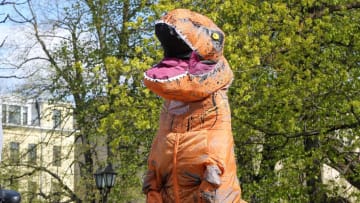 Dinosaur costumes are far from extinct.