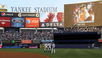Brett Gardner,Curtris Granderson, Nick Swisher, Thurman Munson, New York Yankees. (Photo by Jim McIsaac/Getty Images)