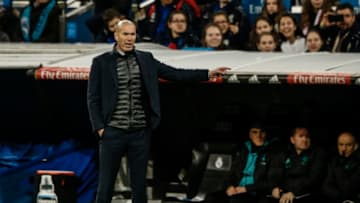 18th March 2018, Santiago Bernabeu, Madrid, Spain; La Liga football, Real Madrid versus Girona; Zinedine Zidane Coach of Real Madrid (Photo by Shot for Press/Action Plus via Getty Images)
