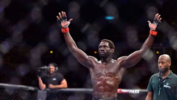 May 11, 2019; Rio de Janeiro, Brazil; Jared Cannonier (red gloves) reacts to fight against Anderson Silva (blue gloves) during UFC 237 at Jeunesse Arena. Mandatory Credit: Jason Silva-USA TODAY Sports