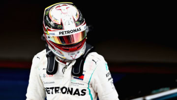 SOCHI, RUSSIA - SEPTEMBER 30: Race winner Lewis Hamilton of Great Britain and Mercedes GP looks on in parc ferme during the Formula One Grand Prix of Russia at Sochi Autodrom on September 30, 2018 in Sochi, Russia. (Photo by Mark Thompson/Getty Images)