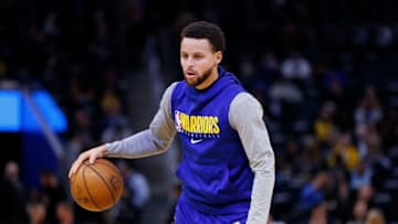 SAN FRANCISCO, CALIFORNIA - FEBRUARY 10: Stephen Curry #30 of the Golden State Warriors warms up before the game against the Miami Heat at Chase Center on February 10, 2020 in San Francisco, California. NOTE TO USER: User expressly acknowledges and agrees that, by downloading and/or using this photograph, user is consenting to the terms and conditions of the Getty Images License Agreement. (Photo by Lachlan Cunningham/Getty Images)