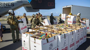 Marines delivering 'Toys for Tots' in Hawaii in 2019.