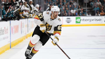 Max Pacioretty #67 of the Vegas Golden Knights skates with control of the puck against the San Jose Sharks. (Photo by Thearon W. Henderson/Getty Images)