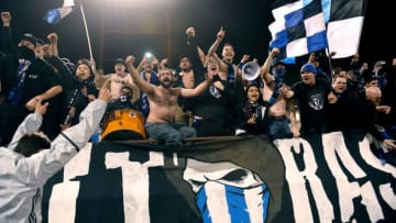 LAS VEGAS, NV - FEBRUARY 11: San Jose Earthquakes fans cheers during the California Clasico game between the San Jose Earthquakes and the Los Angeles Galaxy at Cashman Field on February 11, 2017 in Las Vegas, Nevada. San Jose won 1-0. (Photo by David J. Becker/Getty Images)
