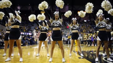 COLUMBIA, MISSOURI - JANUARY 26: Missouri Tigers cheerleaders perform during the game against the LSU Tigers at Mizzou Arena on January 26, 2019 in Columbia, Missouri. (Photo by Jamie Squire/Getty Images)
