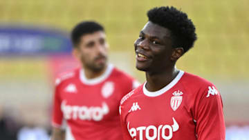 Monaco's French midfielder Aurelien Tchouameni. (Photo by NICOLAS TUCAT/AFP via Getty Images)