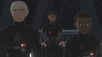 STAR WARS RESISTANCE - "A Quick Salvage Run" - The Colossus is in dire need of hyperfuel, and Kaz suggests they take it from a downed First Order ship. The salvage mission is compromised when the First Order shows up. This episode of "Star Wars Resistance" airs Sunday, October 13, at 6:00-6:30 P.M. EDT on Disney XD/10:00-10:30 P.M. EDT on Disney Channel.(Disney Channel)JACE RUCKLIN, AGENT TIERNY, TAM