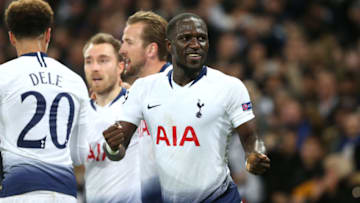 LONDON, ENGLAND - NOVEMBER 28: Moussa Sissoko of Tottenham celebrates their goal during the Group B match of the UEFA Champions League between Tottenham Hotspur and FC Internazionale at Wembley Stadium on November 28, 2018 in London, United Kingdom. (Photo by Charlotte Wilson/Offside/Getty Images)