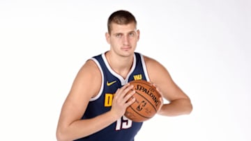 DENVER, CO - SEPTEMBER 24: Nikola Jokic #15 of the Denver Nuggets poses for a portrait during Media Day on September 24, 2018 at the Pepsi Center in Denver, Colorado. NOTE TO USER: User expressly acknowledges and agrees that, by downloading and/or using this Photograph, user is consenting to the terms and conditions of the Getty Images License Agreement. Mandatory Copyright Notice: Copyright 2018 NBAE (Photo by Garrett W. Ellwood/NBAE via Getty Images)