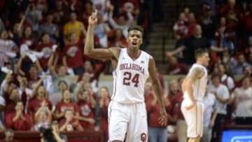 Jan 2, 2016; Norman, OK, USA; Oklahoma Sooners guard Buddy Hield (24) reacts after a play against the Iowa State Cyclones during the second half at Lloyd Noble Center. Mandatory Credit: Mark D. Smith-USA TODAY Sports
