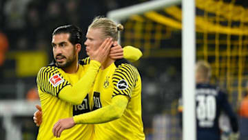 Erling Haaland and Emre Can (Photo by INA FASSBENDER/AFP via Getty Images)
