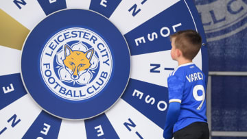 A Leicester City fan takes part in pre match activities (Photo by Michael Regan/Getty Images)