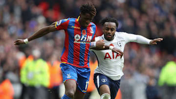 LONDON, ENGLAND - NOVEMBER 05: Wilfried Zaha of Palace goes past Danny Rose of Spurs during the Premier League match between Tottenham Hotspur and Crystal Palace at Wembley Stadium on November 5, 2017 in London, England. (Photo by Julian Finney/Getty Images)