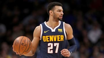 DENVER, COLORADO - JANUARY 05: Jamal Murray #28 of the Denver Nuggets brings the ball down the court against the Charlotte Hornets at the Pepsi Center on January 05, 2019 in Denver, Colorado. NOTE TO USER: User expressly acknowledges and agrees that, by downloading and or using this photograph, User is consenting to the terms and conditions of the Getty Images License Agreement. (Photo by Matthew Stockman/Getty Images)