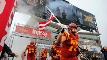 AMES, IA - OCTOBER 14: Offensive lineman Sean Foster