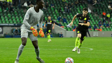 KRASNODAR, RUSSIA - OCTOBER 28: Édouard Mendy of Chelsea during the UEFA Champions League Group E stage match between FC Krasnodar and Chelsea FC at Krasnodar Stadium on October 28, 2020 in Krasnodar, Russia. (Photo by MB Media/Getty Images)