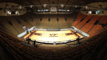 BLACKSBURG, VA - FEBRUARY 21: (EDITORS NOTE: Image is a digital panoramic composite) A general view inside Cassell Coliseum prior to a game between the Duke Blue Devils and the Virginia Tech Hokies on February 21, 2013 in Blacksburg, Virginia. Duke defeated Virginia Tech 88-56. (Photo by Lance King/Getty Images)