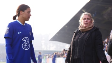 Emma Hayes, Manager of Chelsea, and Sam Kerr (Photo by Clive Rose/Getty Images)
