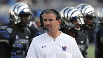 MEMPHIS, TN - NOVEMBER 25: Mike Norvell, head coach of the Memphis Tigers looks on against the Houston Cougars on November 25, 2016 at Liberty Bowl Memorial Stadium in Memphis, Tennessee. Memphis defeated Houston 48-44. (Photo by Joe Murphy/Getty Images)